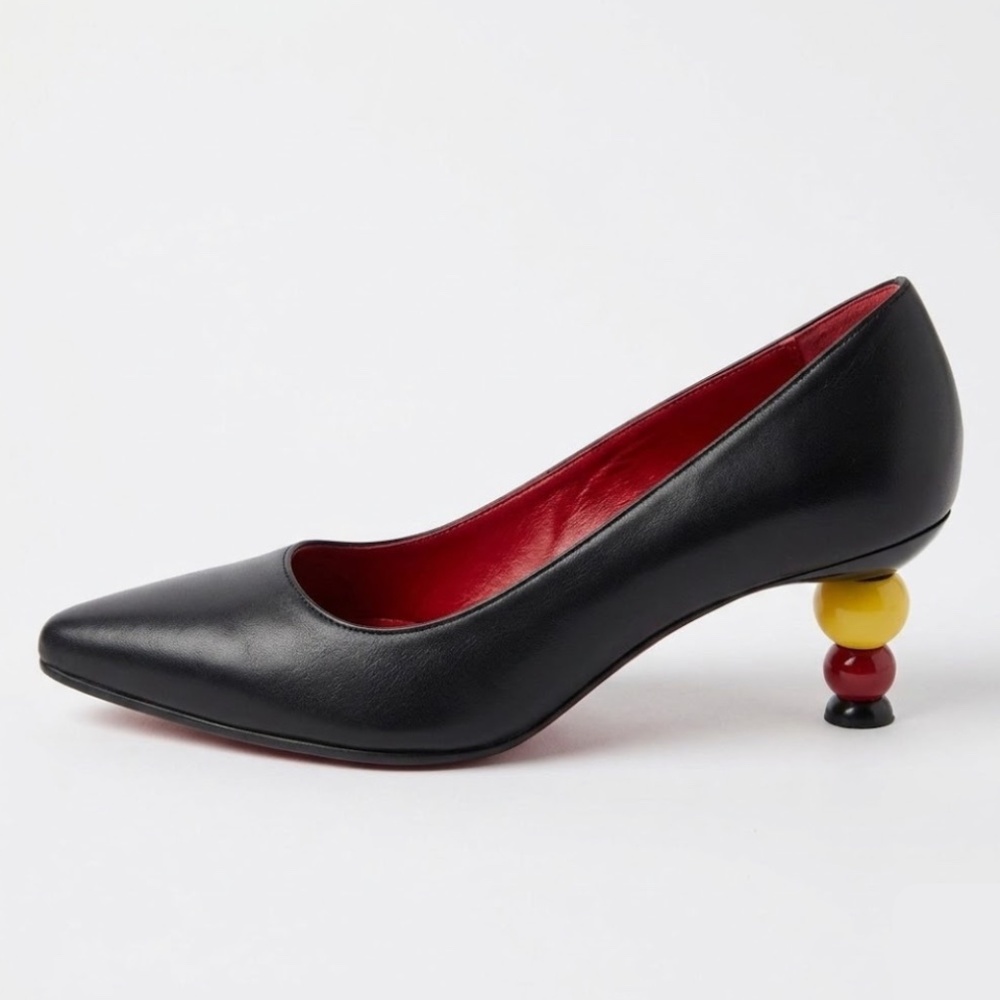 Hester van Eeghen Amsterdam Leather Heels Size 8 Sculptural 2.5” Heel Made Italy